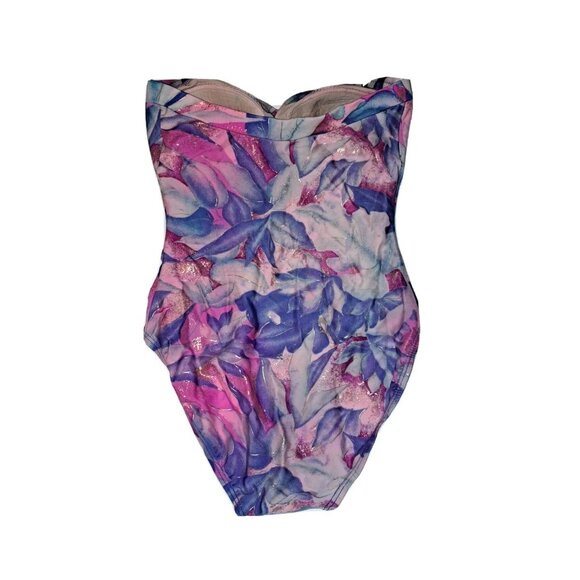 ARUBA Women's Pink Blue Size 8 Strapless One piece Swimsuit - Picture 2 of 5